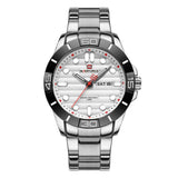 Naviforce White Dial Silver Stainless Steel Strap Men Watch NF9198 S/W