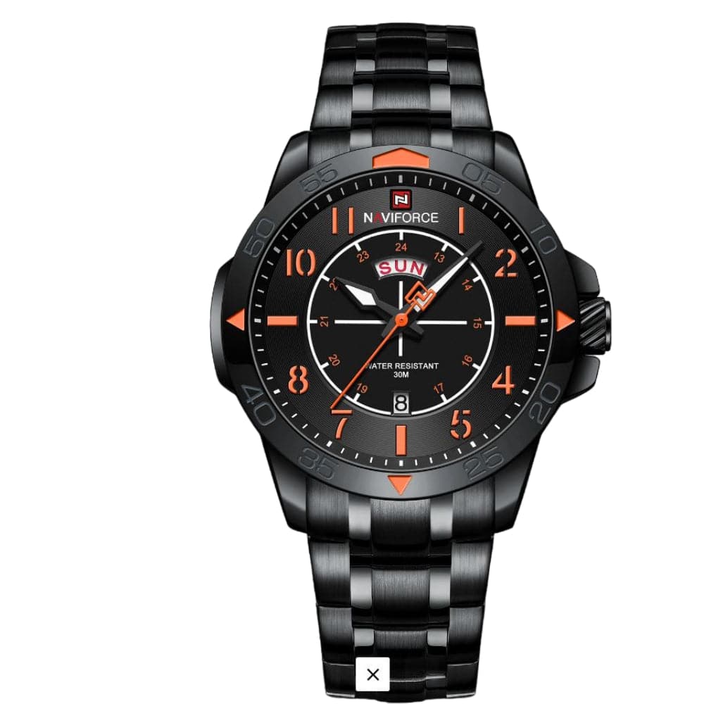 Naviforce Black Stainless Steel Strap Men Watch NF9204S B/O/B โ H2 Hub