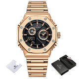 Naviforce Black Dial Rose Gold Stainless Steel Strap Men Watch NF9216S RG/B