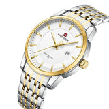 Naviforce Eclipse Two-Tone Stainless Steel Strap Men Watch NF9228G S/W/G