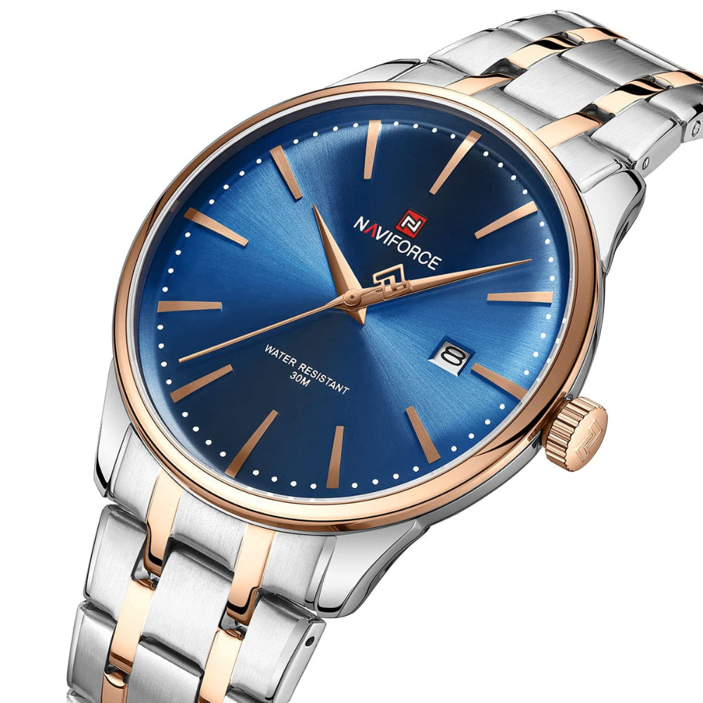 Naviforce Minimalist Blue Dial Stainless Steel Strap Men's Watch NF9230 S/BE/RG