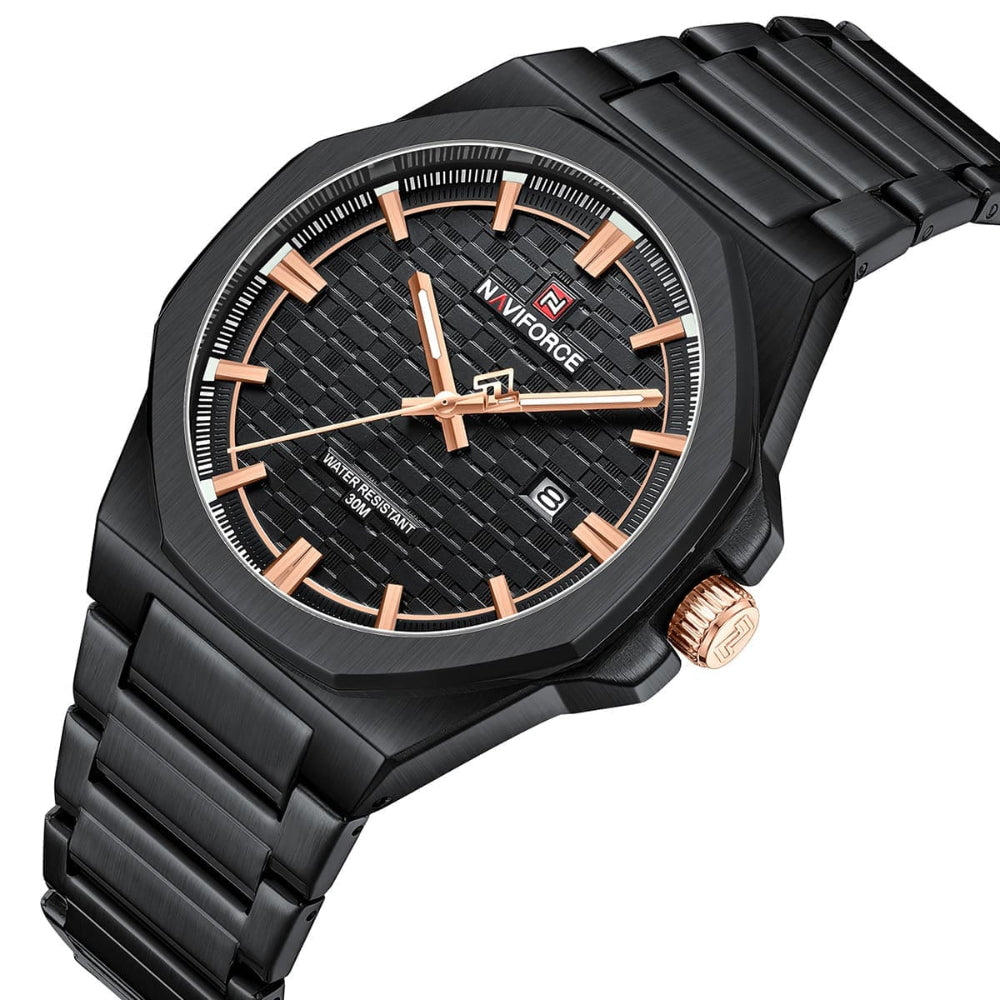 Naviforce Black Dial Stainless Steel Strap Men's Watch NF9245 B/RG/B