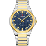 Naviforce Polygonal Two-Tone Stainless Steel Strap Men's Watch NF9245 S/BE/G
