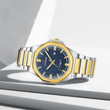Naviforce Polygonal Two-Tone Stainless Steel Strap Men's Watch NF9245 S/BE/G