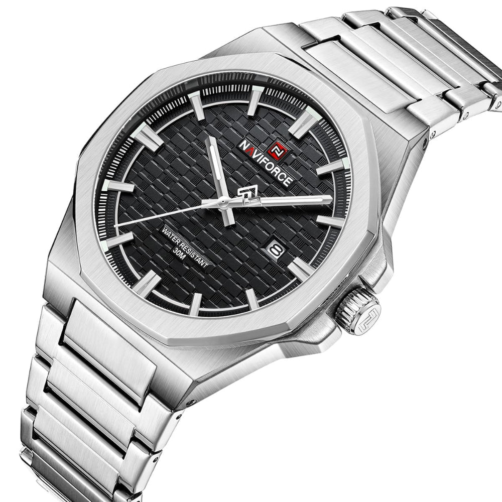 Naviforce Black Dial Silver Stainless Steel Strap Men's Watch NF9245 S/B/S