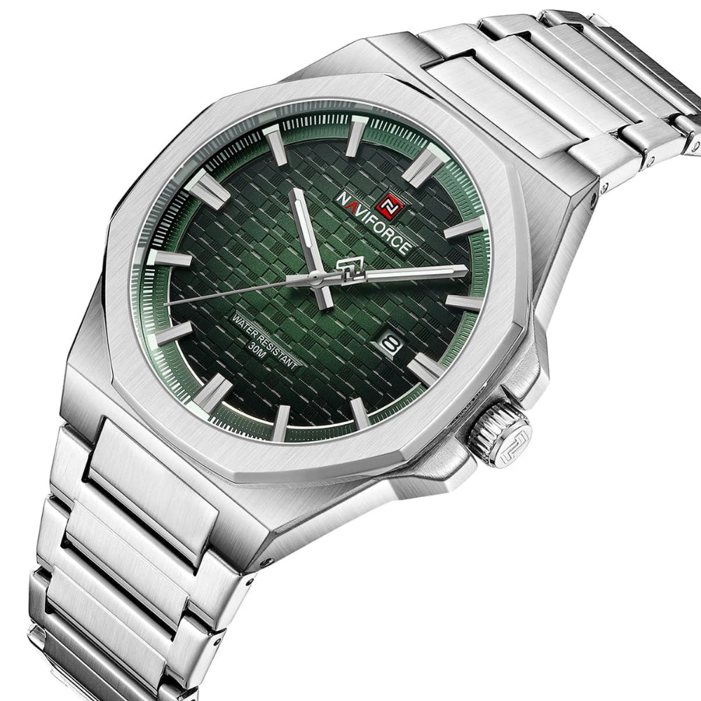Naviforce Green Dial Silver Stainless Steel Strap Men's Watch NF9245 S/GN/S