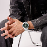 Naviforce Green Dial Silver Stainless Steel Strap Men's Watch NF9245 S/GN/S