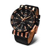 Vostok Europe Black Dial Silicone & Leather Strap Men Watch NH35-575E282-SL