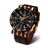 Vostok Europe Black Dial Silicone & Leather Strap Men Watch NH35-575E282-SL
