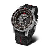 Vostok Europe Skeleton Dial Black Leather/Silicone Strap Men Watch NH72-571A646-SL