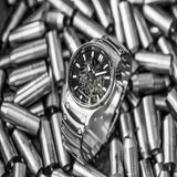 Vostok Europe Skeleton Dial Silver Stainless Steel Strap Men Watch NH72-592A706-B