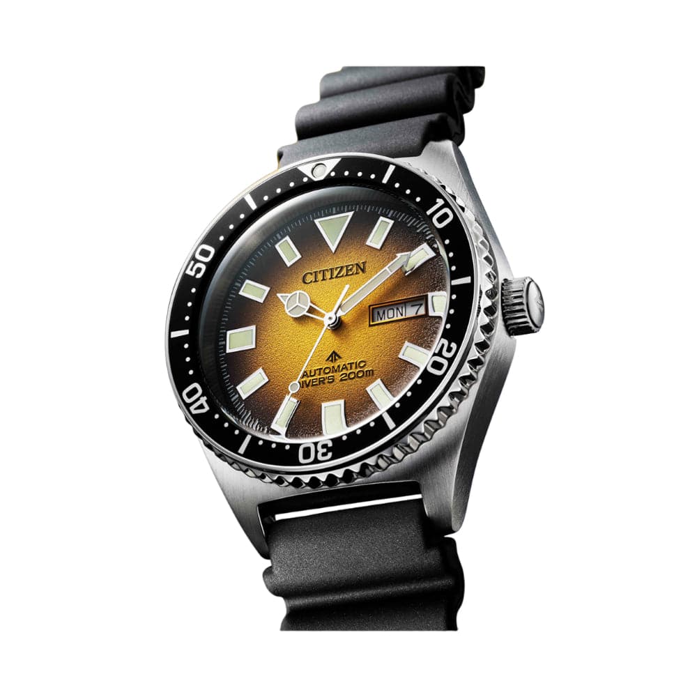 Citizen Automatic Yellow Dial Black Rubber Strap Men Watch NY0120-01X ...