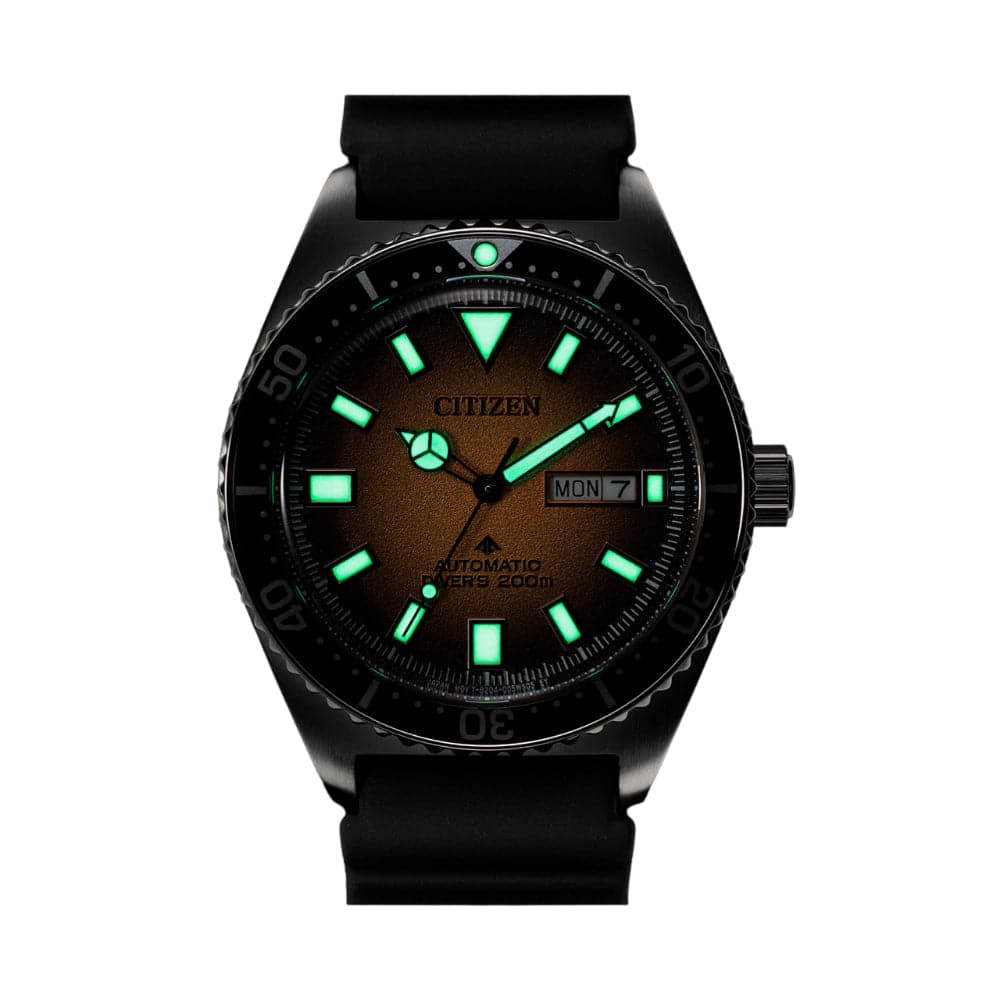 Citizen Automatic Yellow Dial Black Rubber Strap Men Watch NY0120-01X ...