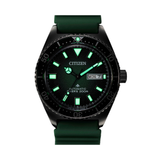 Citizen Mechanical Green Dial Synthetic Rubber Strap Men Watch NY0121-09X