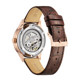 Citizen Mechanical Rose Gold Dial Leather Strap Men's Watch NY4062-04X