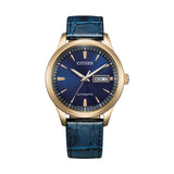 Citizen Mechanical Blue Leather Strap Men's Watch NY4063-01L