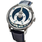 Mandetbrote Mechanical Exception Leather Strap Men's Watch - Orbital | Navy Silver