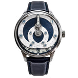 Mandetbrote Mechanical Exception Leather Strap Men's Watch - Orbital | Navy Silver