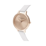 Olivia Burton Sunray Blush White Leather Strap Women Watch OB16DE08