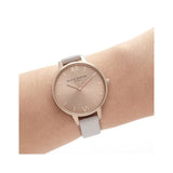 Olivia Burton Sunray Blush White Leather Strap Women Watch OB16DE08