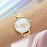 Olivia Burton Lucky Bee Dial Gold Stainless Steel Strap Women Watch OB16FB18