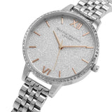Olivia Burton Silver Glitter Dial Sparkle Stainless Steel Strap Women Watch OB16GD68