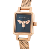 Olivia Burton Blue Dial Rose Gold Milanese Strap Women Watch OB16MC63