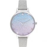 Olivia Burton Glitter Gray Leather Strap Women Watch OB16US49