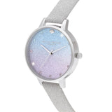 Olivia Burton Glitter Gray Leather Strap Women Watch OB16US49