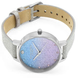 Olivia Burton Glitter Gray Leather Strap Women Watch OB16US49