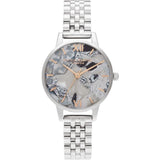 Olivia Burton Abstract Florals Dial Silver Stainless Steel Strap Women Watch OB16VM38