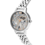 Olivia Burton Abstract Florals Dial Silver Stainless Steel Strap Women Watch OB16VM38