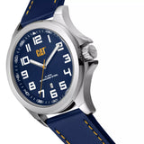 Caterpillar Analog Blue Leather Strap Men's Watch PU.241.36.616