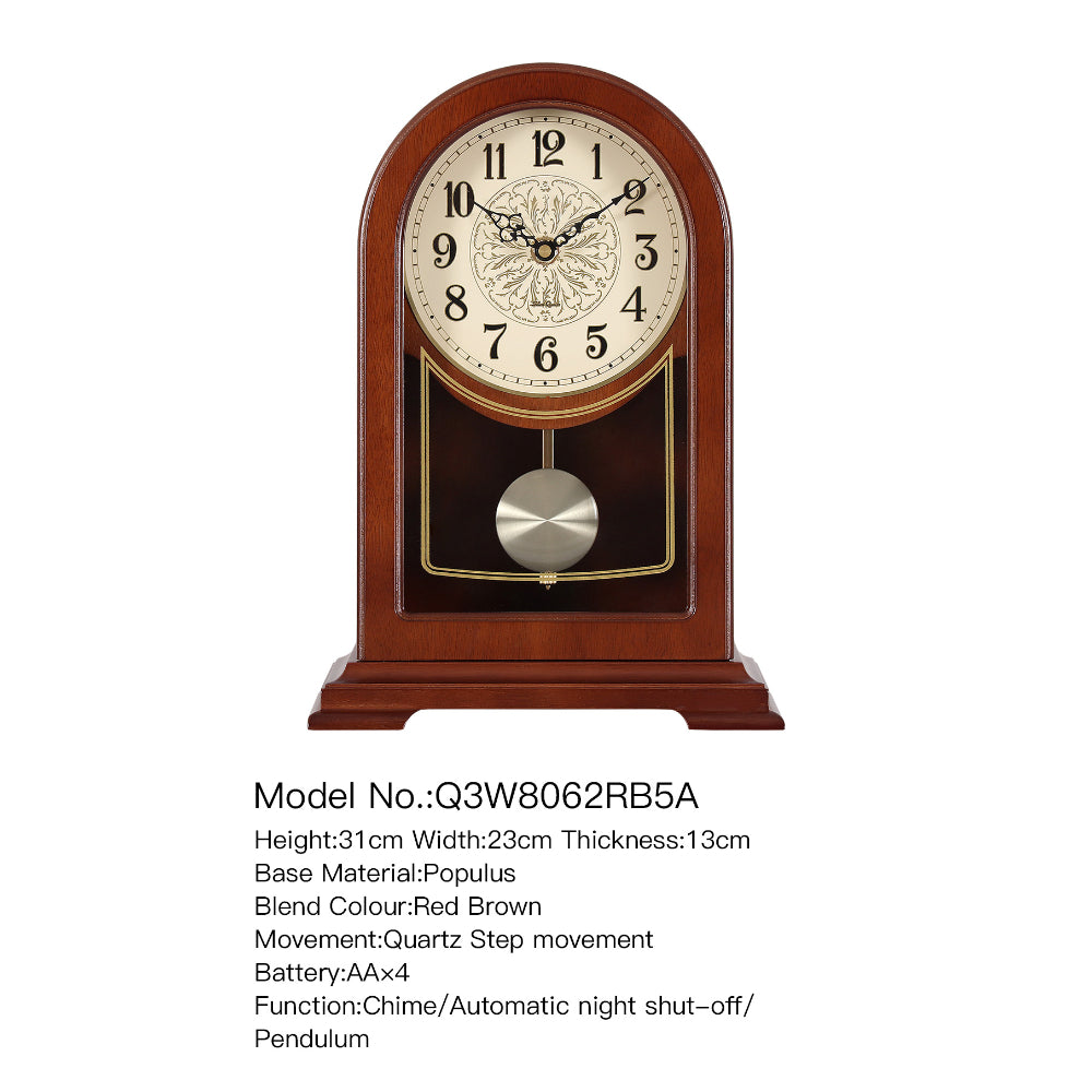 Mapple Leaf Heritage Eagle Chime Mantel Clock – Red Brown Model 8062
