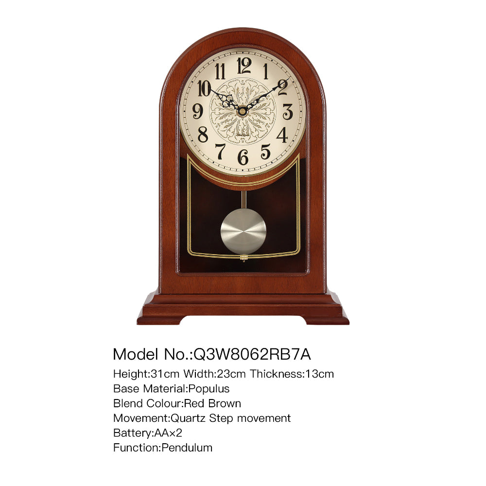 Mapple Leaf Heritage Eagle Pendulum Mantel Clock – Red Brown Model 8062#