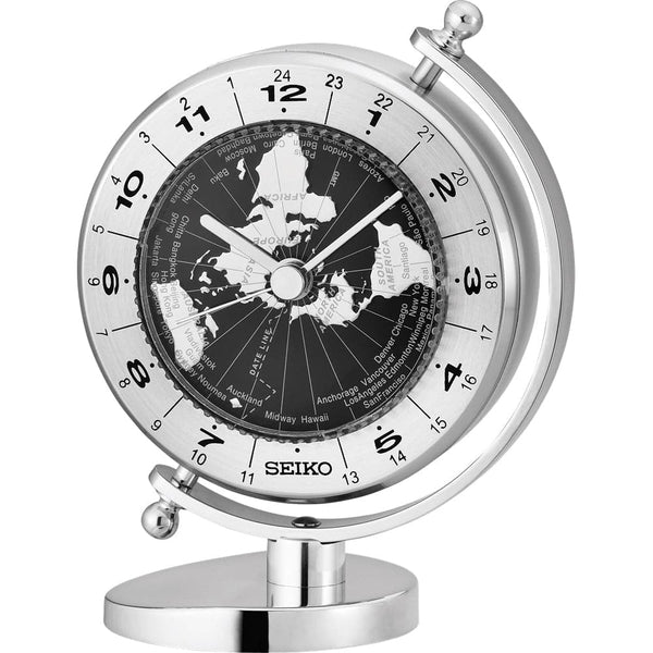 Seiko Clock World Time Globe Quartz Mantel Clock QHG106S