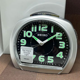 Seiko Clock Black Dial Silver Case Table Clock QHK020S