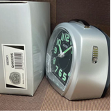 Seiko Clock Black Dial Silver Case Table Clock QHK020S