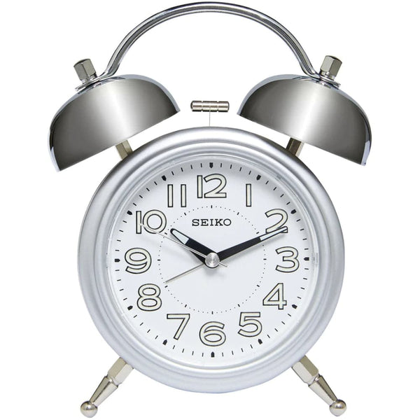 Seiko Clock White Dial Silver Resin Case QHK051S