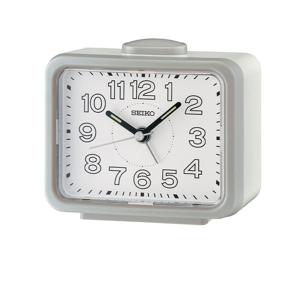 Seiko Alarm Clock White Dial Silver Case QHK061N