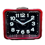 Seiko Clock Black Dial Red Case Resin QHK062R