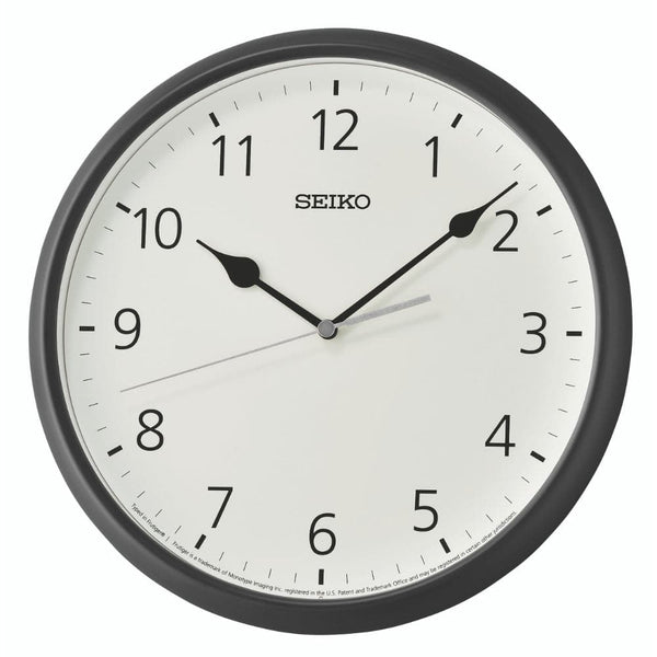 Seiko White Dial Black Round Case Wall Clock QXA796K