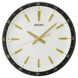 Seiko Clock Black Round Case White Dial QXA802G
