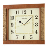 Seiko Clock Brown Case Square Wall Clock QXA842B