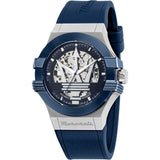 Maserati Potenza Blue Rubber Strap Men's Watch - Skeleton Dial | R8821108050