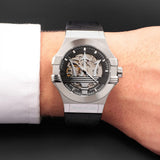 Maserati Potenza Black Leather Strap Men's Watch - Skeleton Dial | R8821108052