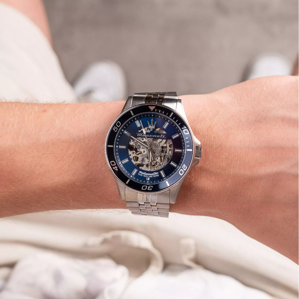 Maserati Sfida Blue Dial Men's Watch - Skeleton Dial | R8823140011
