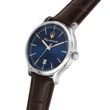 Maserati Blue Dial Brown Leather Strap Men Watch R8851118016