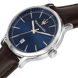 Maserati Blue Dial Brown Leather Strap Men Watch R8851118016