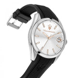Maserati Attrazione Silver Dial And Black Silicone Strap Men Watch R8851151006